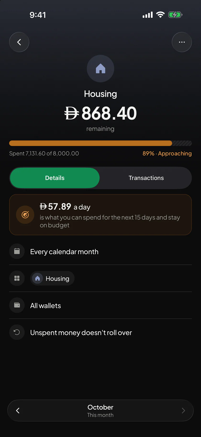 Wealthit: One budget: what is left, a daily allowance, its settings